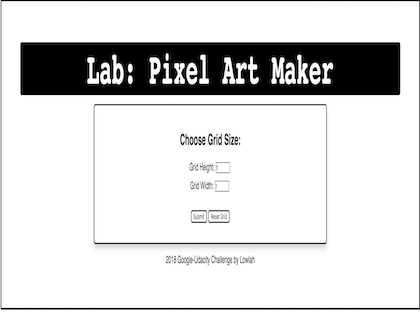 screenshot of Pixel art maker project